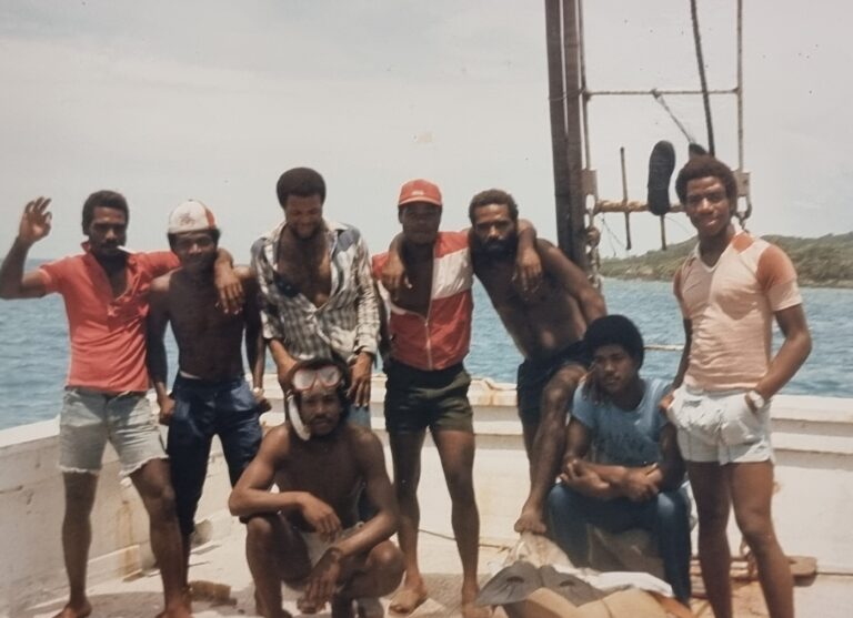 Some of the freedivers aboard the Gladiator 1986
