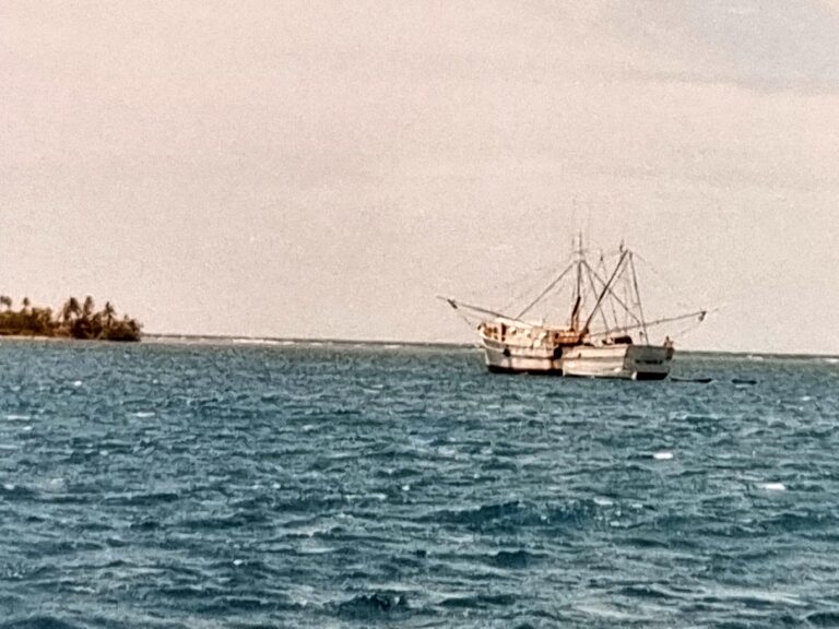 The Gladiator (fishing vessel) at anchor, St. Helene 1986