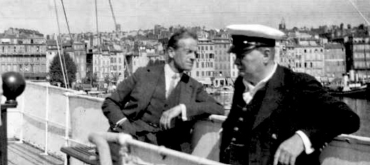 Lord Moyne and Winston Churchill on MY Rosaura in 1934 ( 5 years before the start of World War II ) when Churchill was merely the MP for Epping and Guinness in the House of Lords.