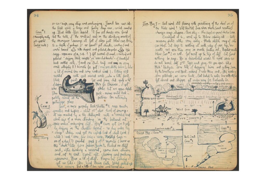 Figure 7 a portion of Duncan Strong's journal where he makes note of ' life-size human forms with a rounded head'