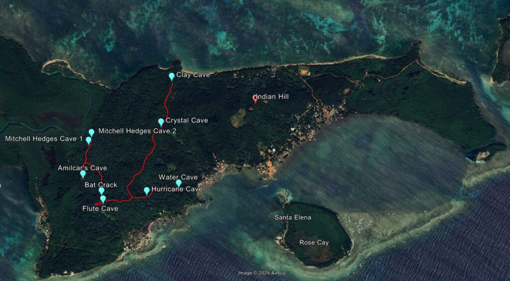 Figure 2 Image of Masa showing Location of Indian Hill ( residential settlement )and the location of 9 caves