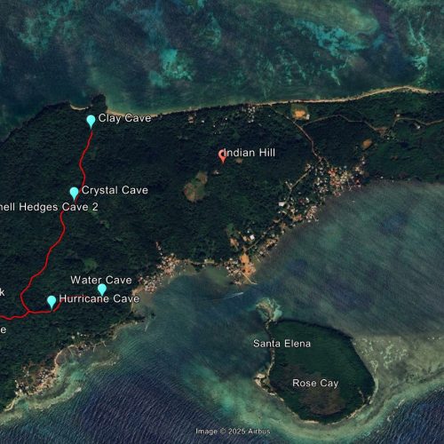 Figure 2 Image of Masa showing Location of Indian Hill ( residential settlement )and the location of 9 caves